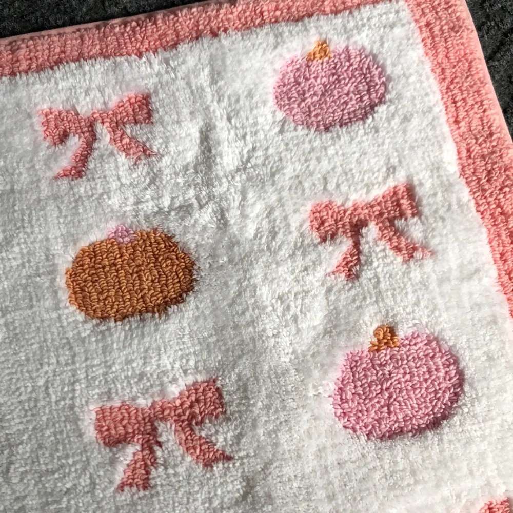 Cute Pink and Orange PUMPKINS and BOWS Bath Mat Rug